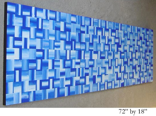 Modern Blue and White Triptych Painting