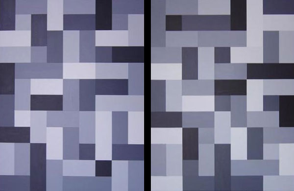 Modern Black and White Diptych Painting