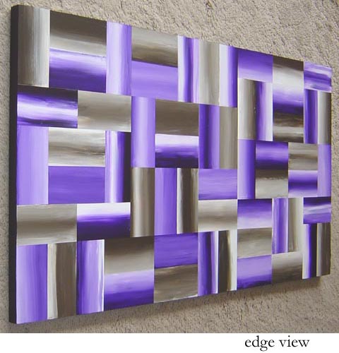 Original Abstract Purple Rectangles Painting