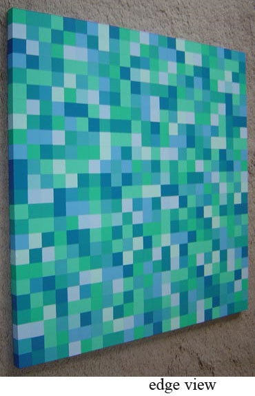 Modern Abstract Squares Painting Blue and Green