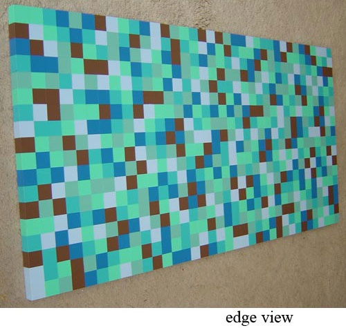 Modern Abstract Squares Painting Aqua and Chocolate