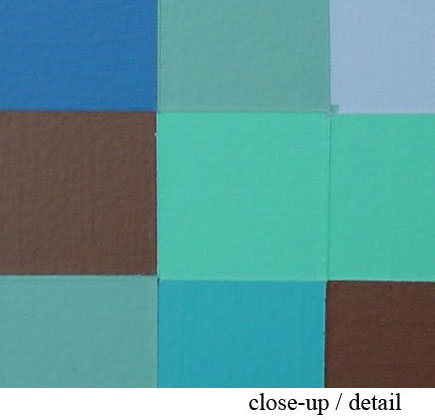 Aqua and Chocolate Squares Painting Close-Up