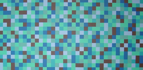 Modern Squares Abstract Painting Aqua and Chocolate