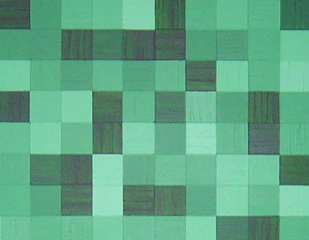 Green Scale Squares Painting Close-Up