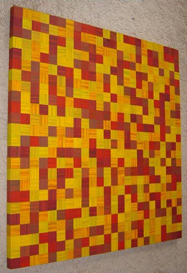 Modern Abstract Squares Painting Red and Yellow