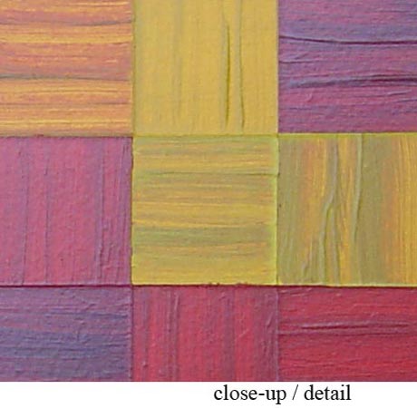 Red and Yellow Squares Painting Close-Up