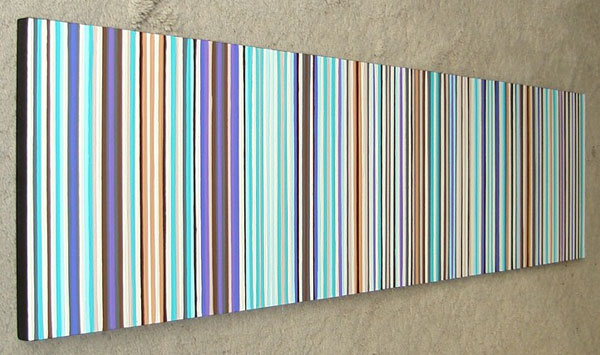 Original Green, Brown and Purple Stripes Painting