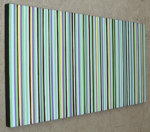 Original Green, Yellow and Purple Stripes Painting