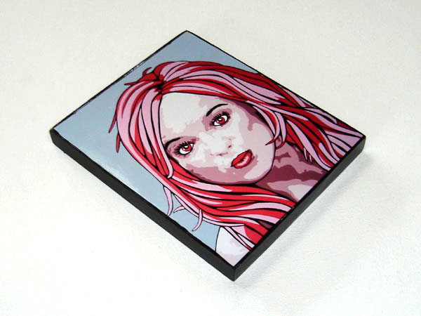 Expressive Red and Pink Mounted Portrait Print