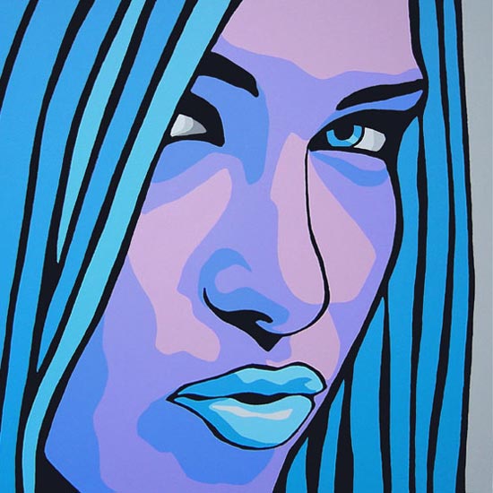 Blue and Purple Pop Art Portrait Print