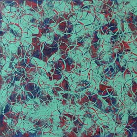 Modern Aqua on Red and Blue Circles Painting